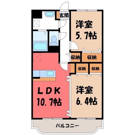 宇都宮駅 徒歩19分 1階の物件間取画像